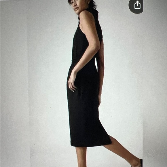 Athleta Black Zip-Up Retroterry Dress with Pockets Size M - Picture 6 of 7